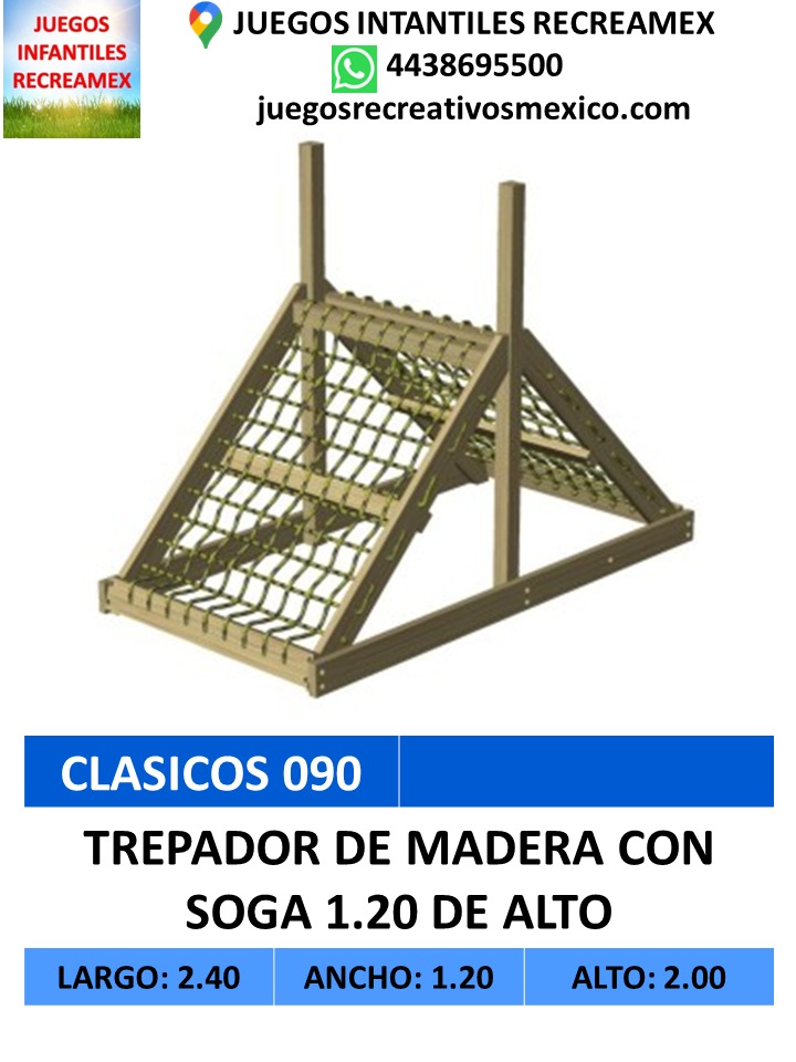 trepador de madera con soga 1.20 de alto